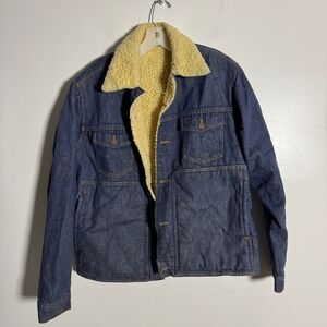 Roebucks Denim Sherpa Lined Trucker Jacket Mens Blue Jean Coat Size‎ XL